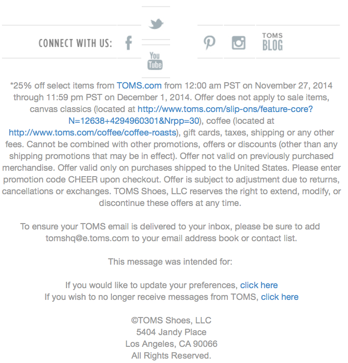 TOMS Shoes Cyber Monday Sale 2020 