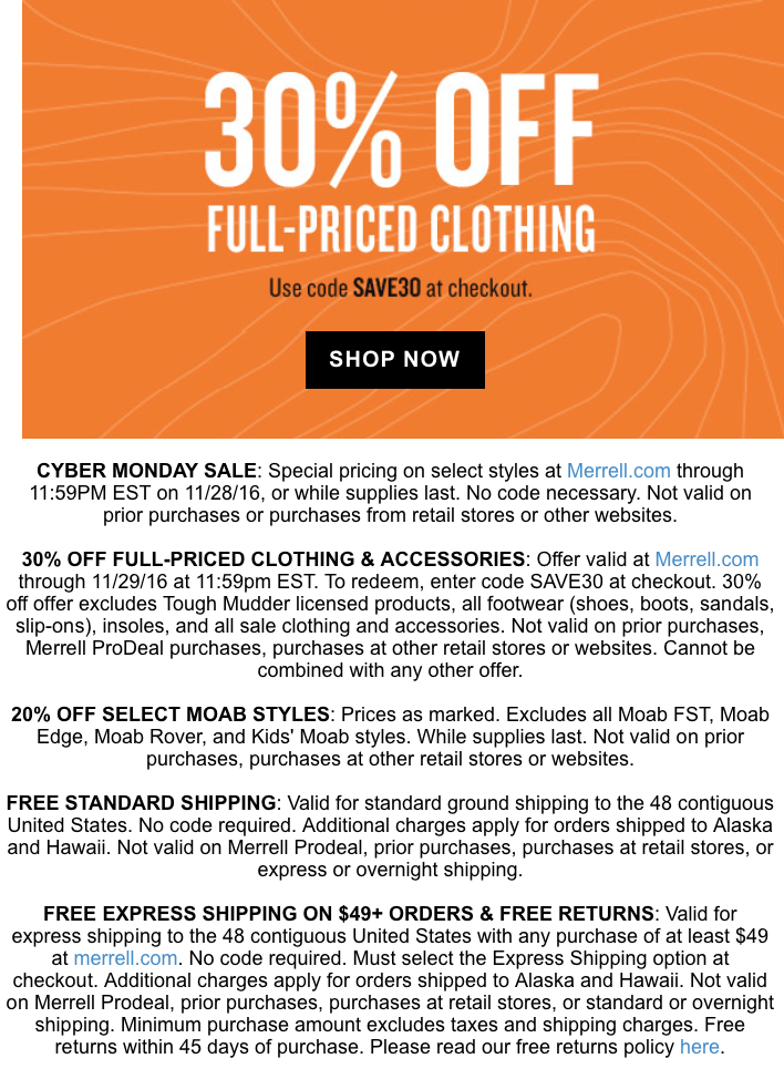 Merrell Cyber Monday 2020 Sale - What 