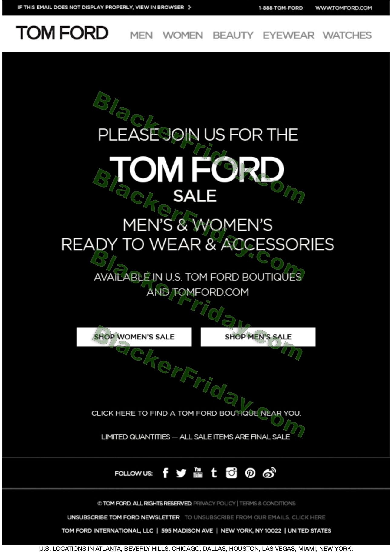 What to expect Tom Ford's Black Friday 2023 Sale - Blacker Friday