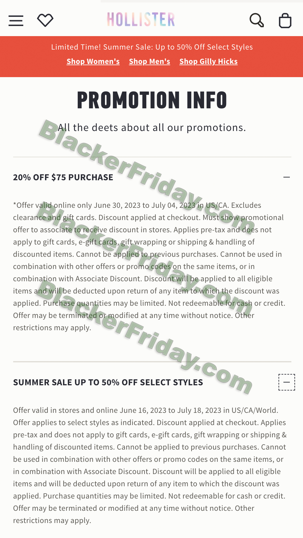 Hollister hotsell summer sale